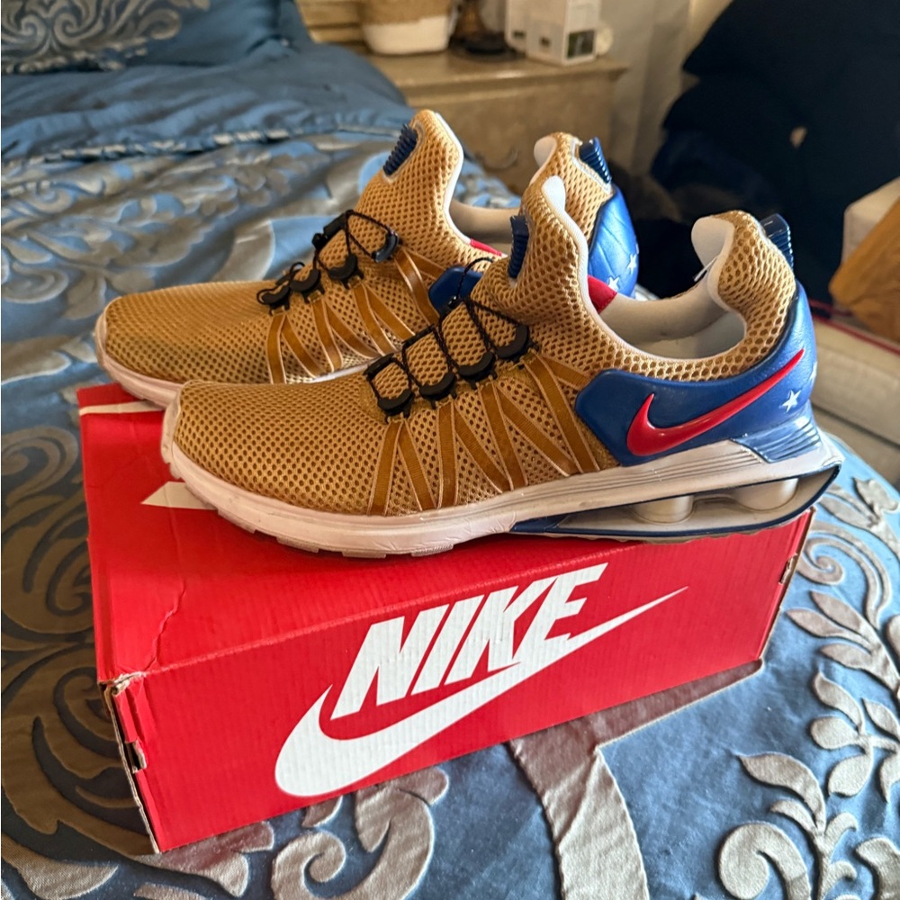 Nike Beige and Navy Athletic Shoes